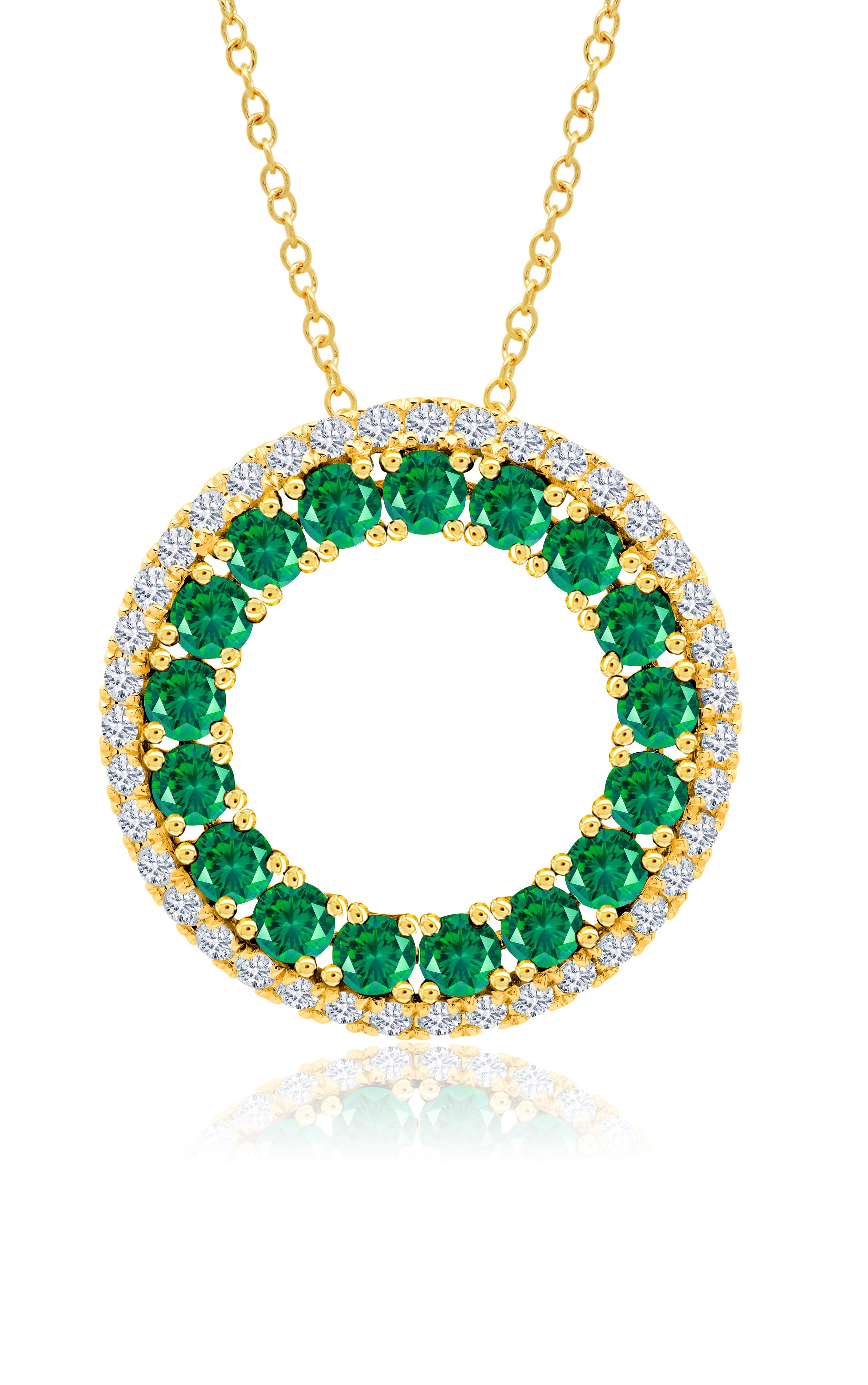 Emerald Sided Circle Necklace – Graziela - Main Image