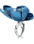 Large Blue Titanium Orchid Ring