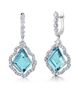 Aquamarine & Diamond Drop Earrings