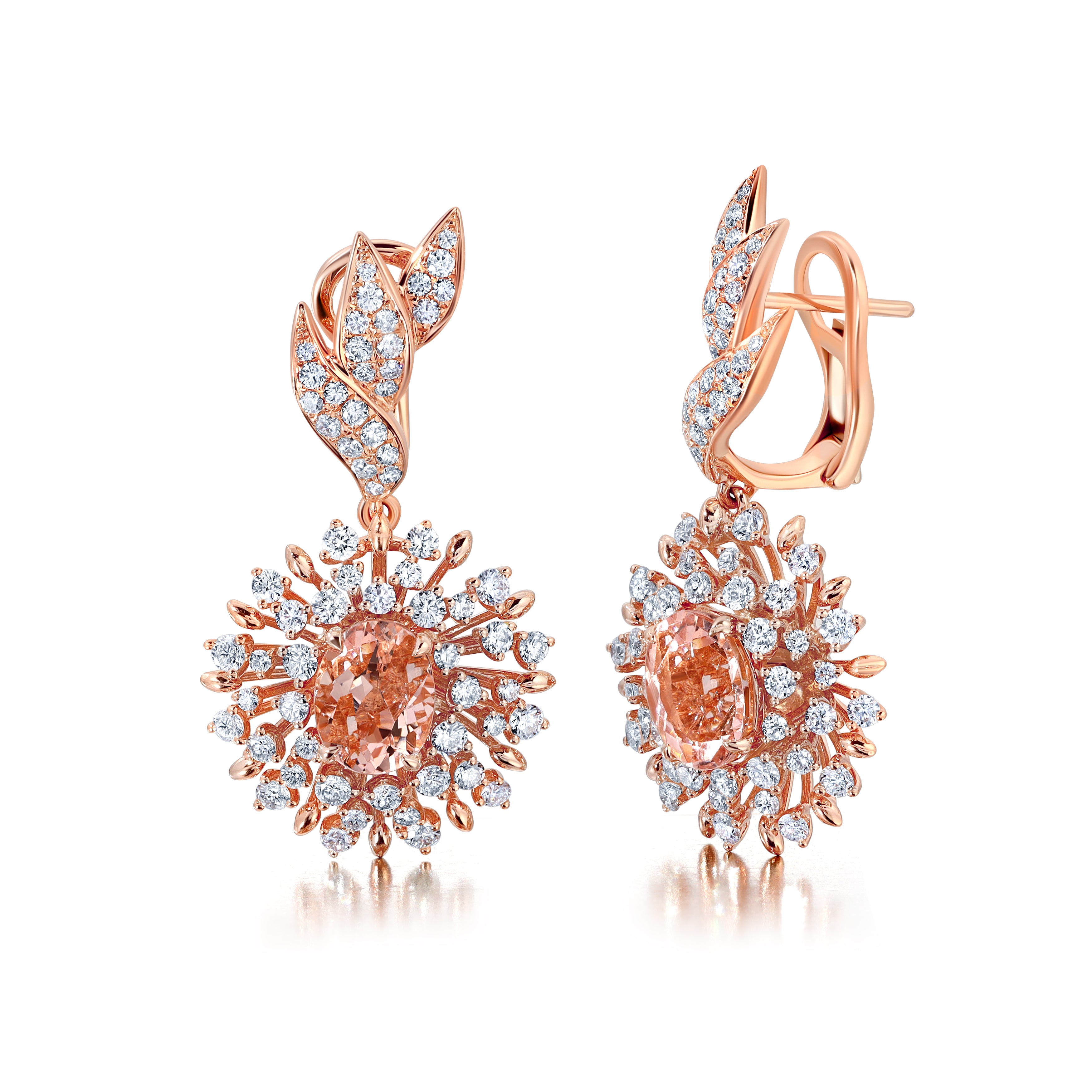 Morganite &amp; Diamond Lily Drop Earrings