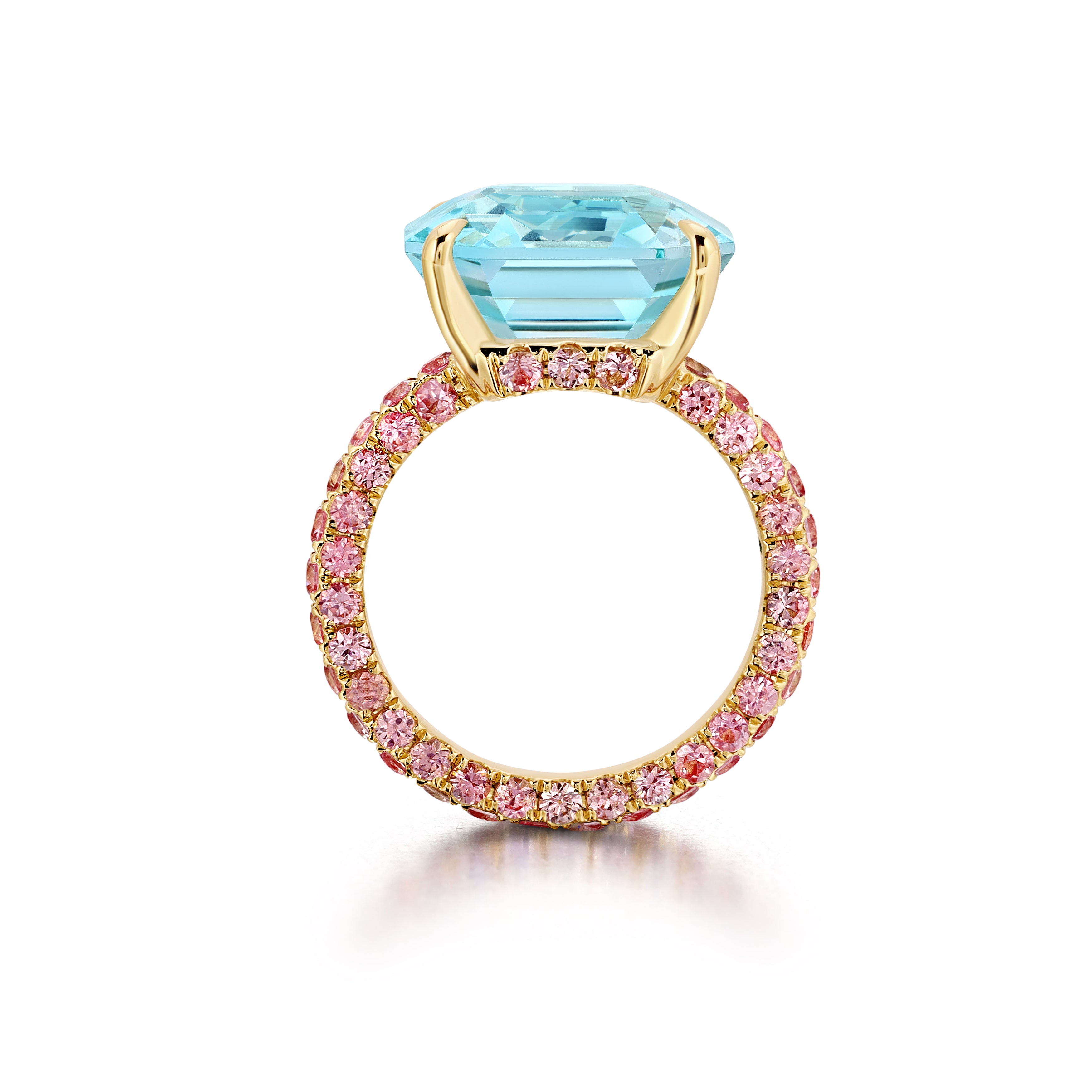 Aquamarine &amp; Pink Sapphire Statement Ring