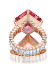 Pink Tourmaline & Diamond Baguette Statement Ring