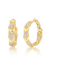 Chevron Rein Diamond Inside Outside Hoop Earrings