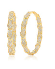 Large Chevron Rein Diamond Inside Outside Hoop Earrings