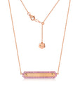 Pink Sapphire Engravable Name Plate Necklace