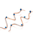 Large Blue Sapphire & Diamond Drop Mega Swirl Earrings
