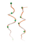 Large Emerald & Diamond Drop Mega Swirl Earrings