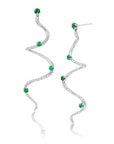 Large Emerald & Diamond Drop Mega Swirl Earrings
