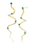 Large Emerald & Diamond Drop Mega Swirl Earrings