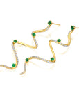 Large Emerald & Diamond Drop Mega Swirl Earrings