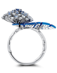 Blue Sapphire Folha Ring
