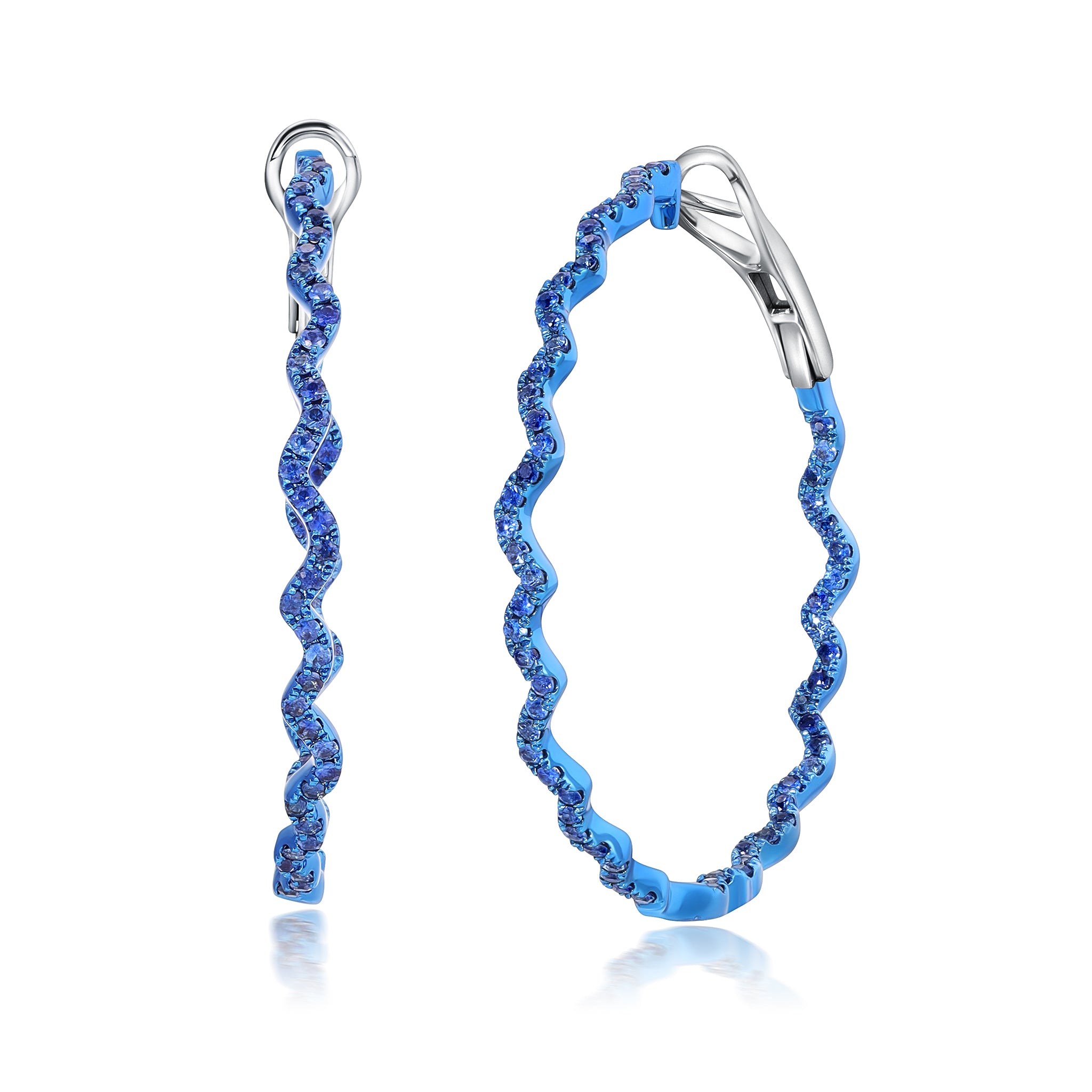 Rio Blue Sapphire  Inside Outside Hoop Earrings