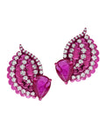 Large Asa Red Rhodium, Ruby and Diamond Pera Earrings