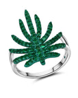Palmeira Green Rhodium and Emerald Band