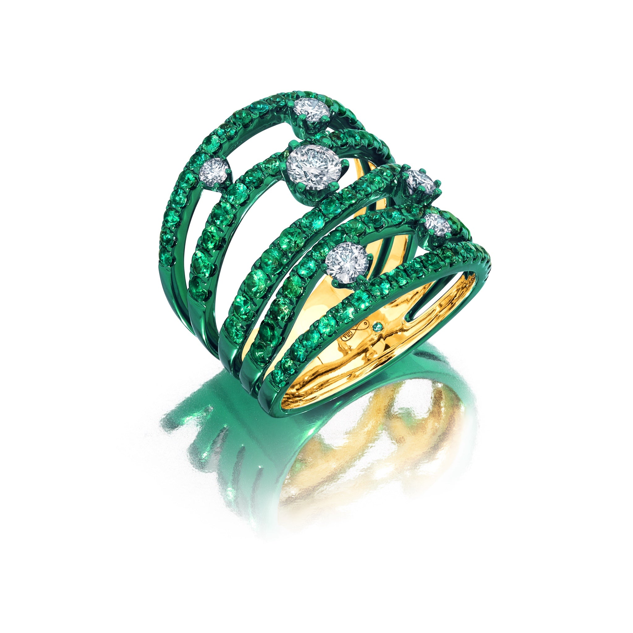 Emerald &amp; Diamond Rio Cage Ring