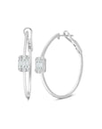 Graziela Gems - Diamond Large Single Ascension Illusion Hoop Earrings - White Gold