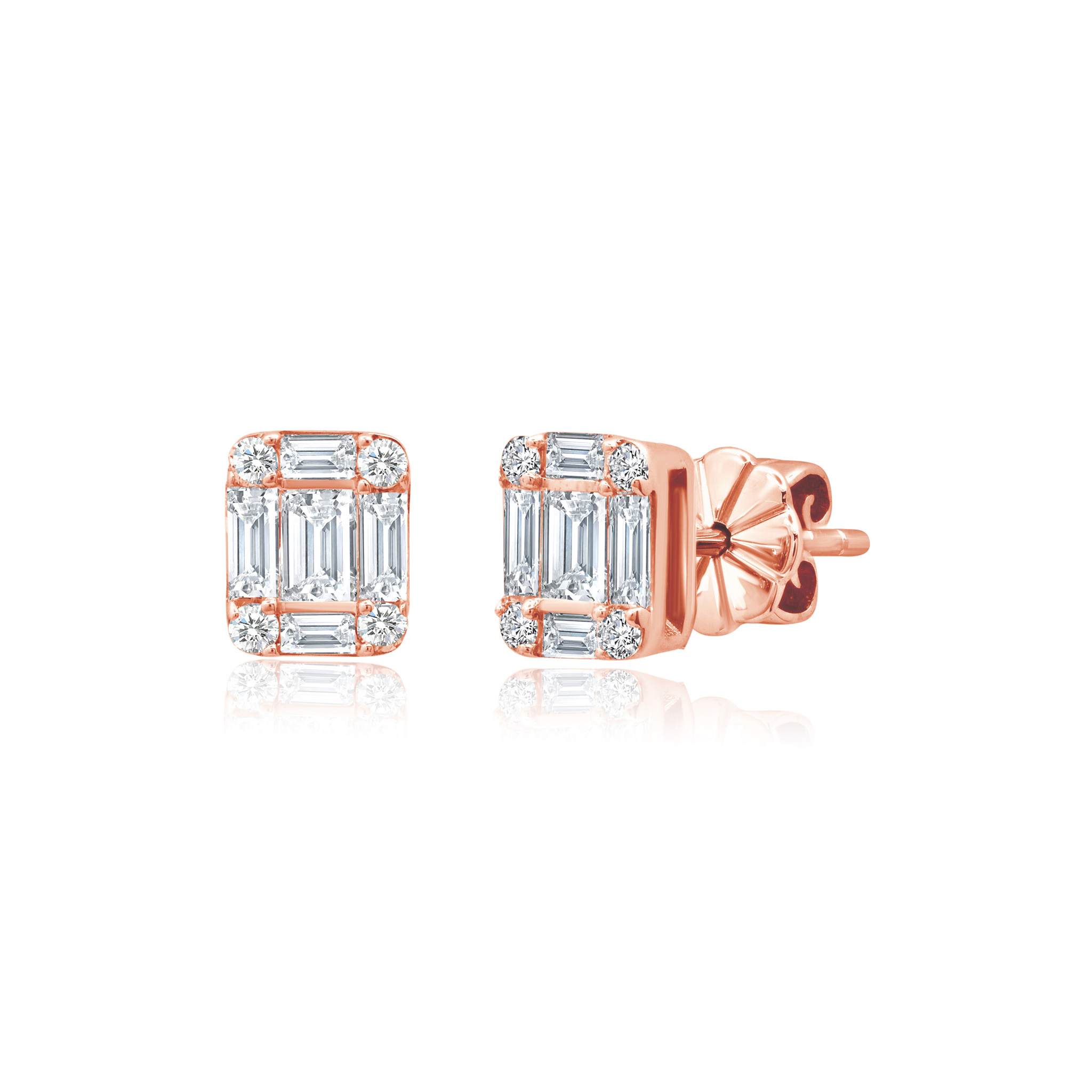 Graziela Gems - Tiny Ascension Diamond Stud Earrings - Rose Gold