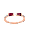 Ruby Double Baguette Open Ring
