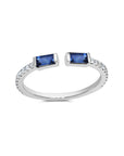 Blue Sapphire Double Baguette Open Ring