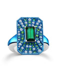 Beautiful 1.93 carat Indicolite Tourmaline and Titanium Ring
