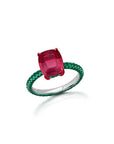 Rubellite & Emerald Statement Ring