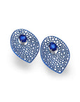 Graziela Gems - Blue Rhodium & Sapphire Diamond Earrings - 