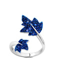 Blue Rhodium & Blue Sapphire Folha Ring