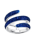 Blue Rhodium & Blue Sapphire Coil Ring