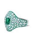 Green Rhodium, Emerald & Diamond Ring