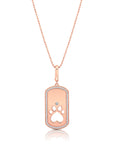 Graziela Gems - Necklace - Diamond Dog Rectangle Paw Pendant - Rose Gold 14K Diamond