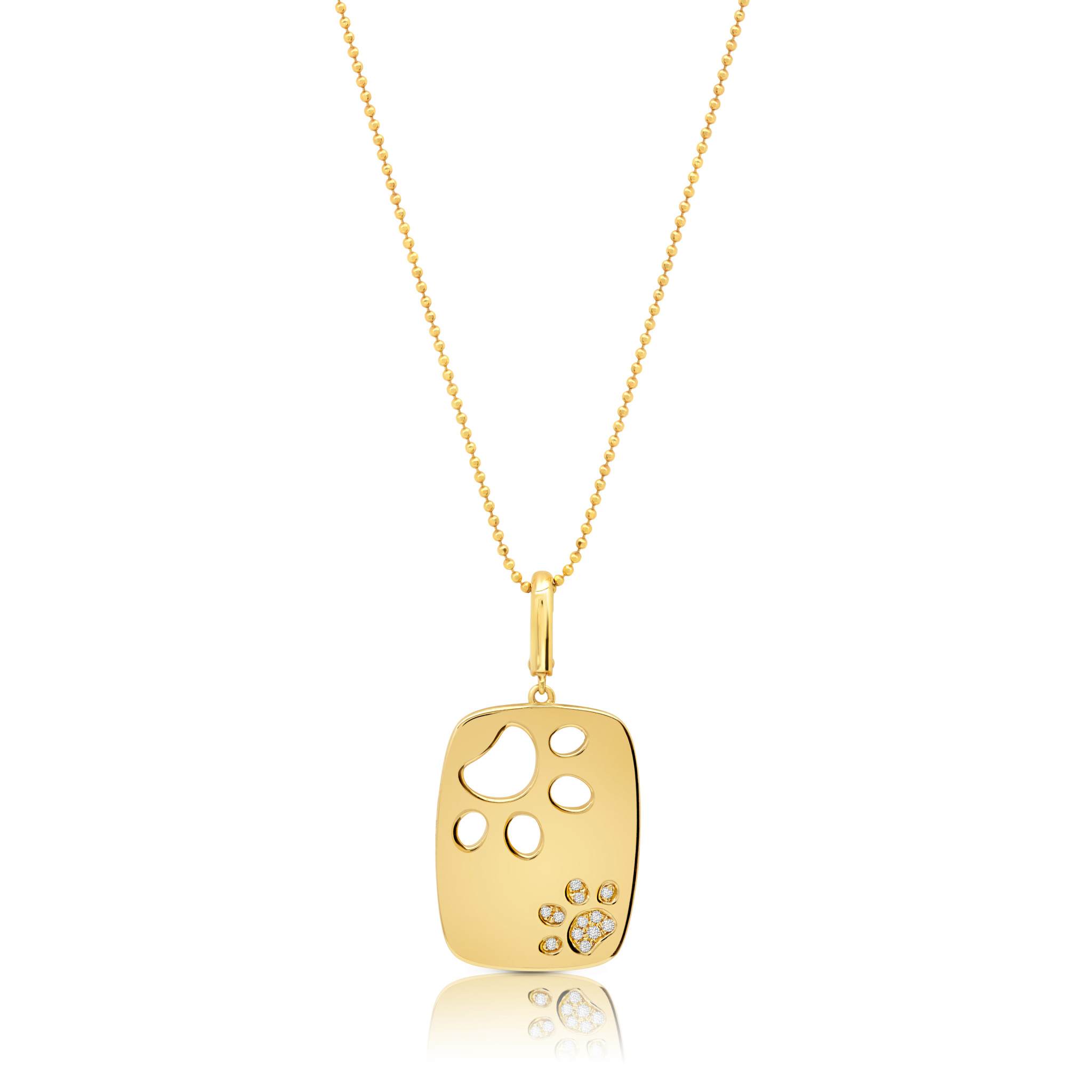 Roberto Coin Dog Paw Necklace Juxtaposed Dog Paw Rounded Rectangle