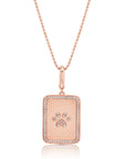 Graziela Gems - Necklace - Dog Paw Rectangle Pendant - Rose Gold 14K Diamond