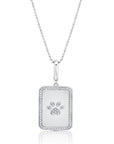 Graziela Gems - Necklace - Dog Paw Rectangle Pendant - White Gold 14K Diamond