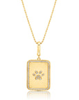 Graziela Gems - Necklace - Dog Paw Rectangle Pendant - Yellow Gold 14K Diamond