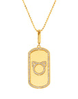 Graziela Gems - Necklace - Cat Outline Rectangle Pendant - Yellow Gold 14K Diamond