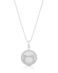 Graziela Gems - Necklace - Cat Outline Circle Pendant - White Gold 14K Diamond