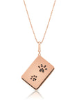 Graziela Gems - Necklace - Black Diamond Dog Paw Rectangle Pendant - Rose Gold 14K Diamond