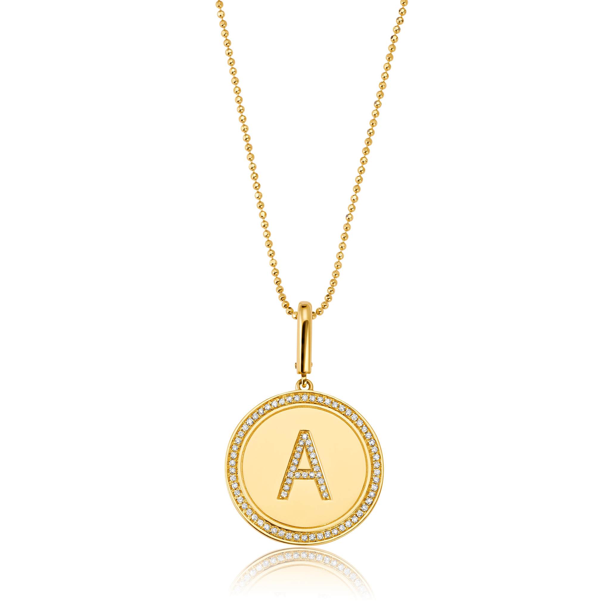 Monogram gold diamond pendant necklaces Clearance