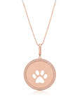 Graziela Gems - Necklace - Single Circle Dog Paw Pendant - Rose Gold 14K Diamond