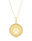 Graziela Gems - Necklace - Single Circle Dog Paw Pendant - Yellow Gold 14K Diamond