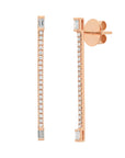 Graziela Gems - Kendall Long Linear Diamond Baguette Earrings - Rose Gold