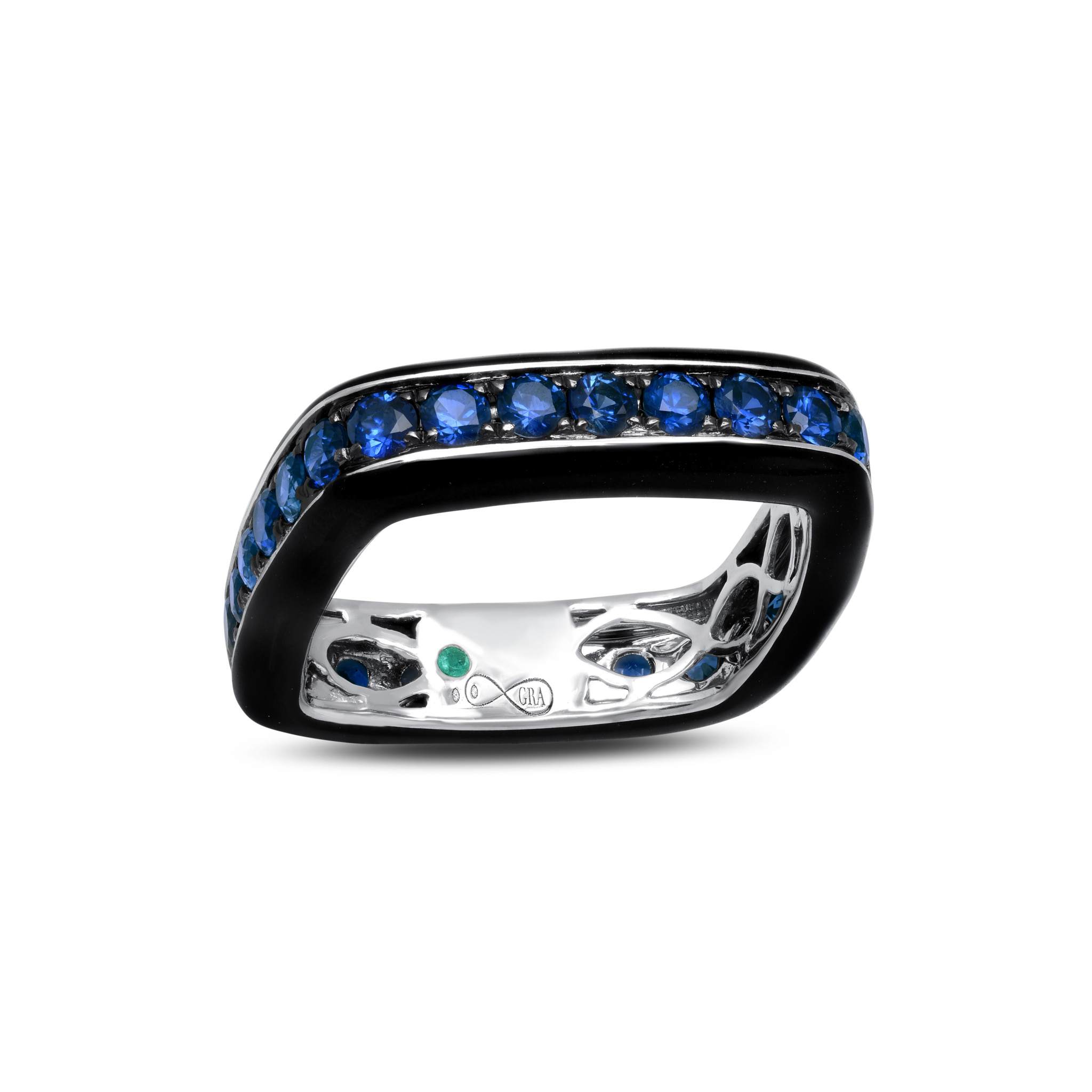 Blue Sapphire &amp; Enamel Ring
