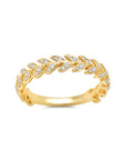 Diamond Folha 3/4 Band Ring