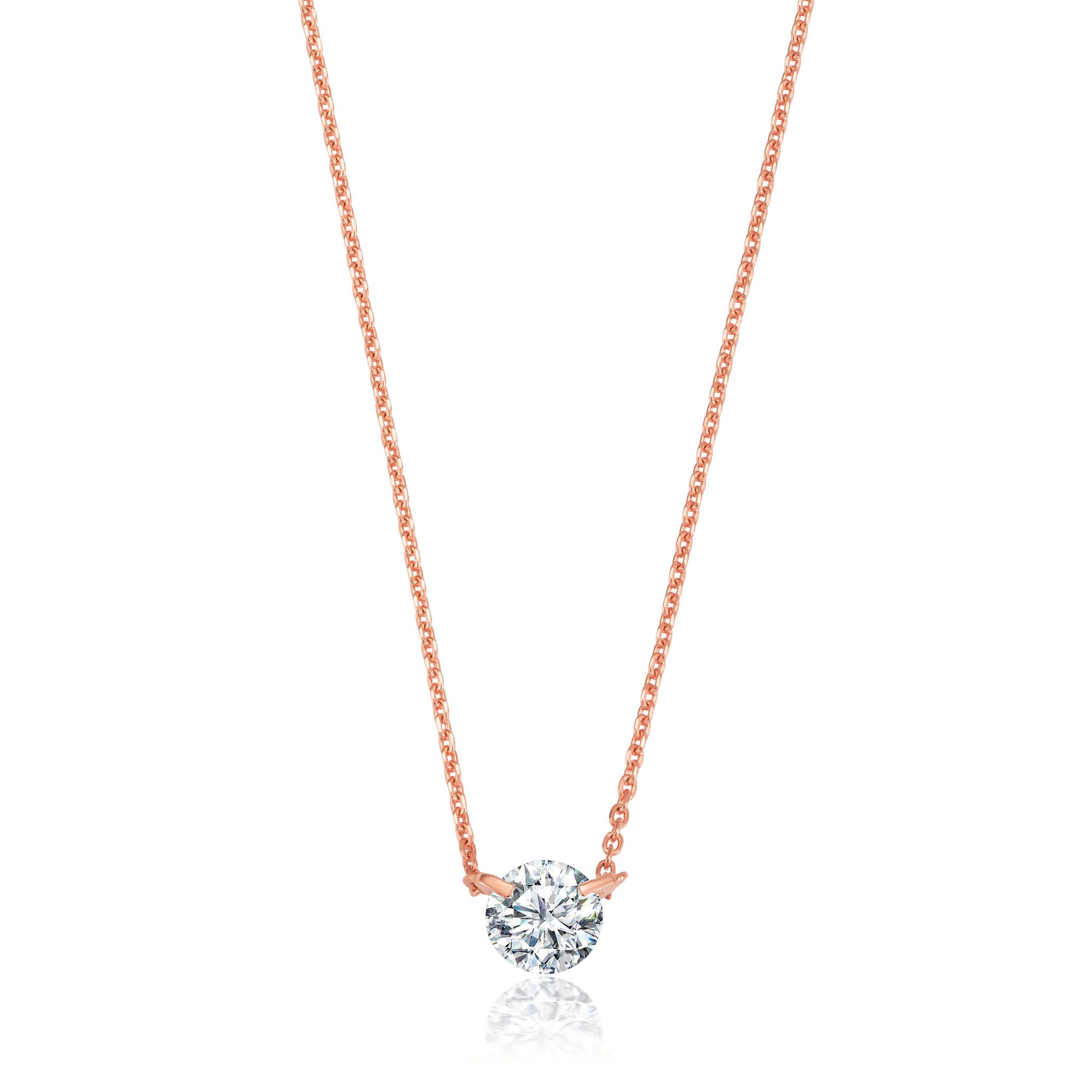 Floating diamond necklace rose gold Clearance