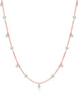 Graziela Gems - Necklace - 1 Ct Floating Diamond Drop & Station Necklace - Rose Gold