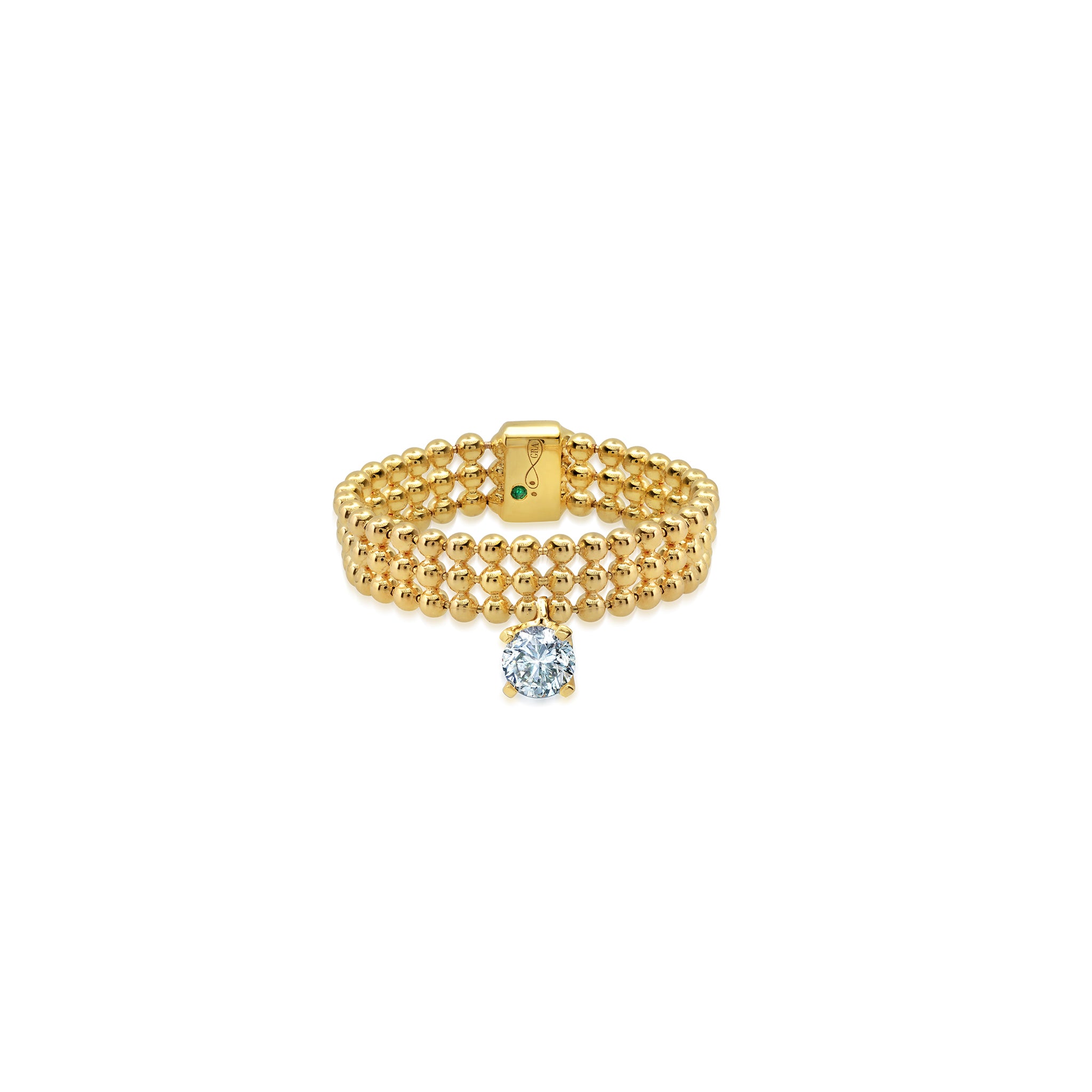 Diamond Square Flexible Chain Ring Yellow Gold / 4.5