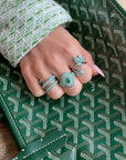 Green Rhodium, Emerald & Diamond Ring
