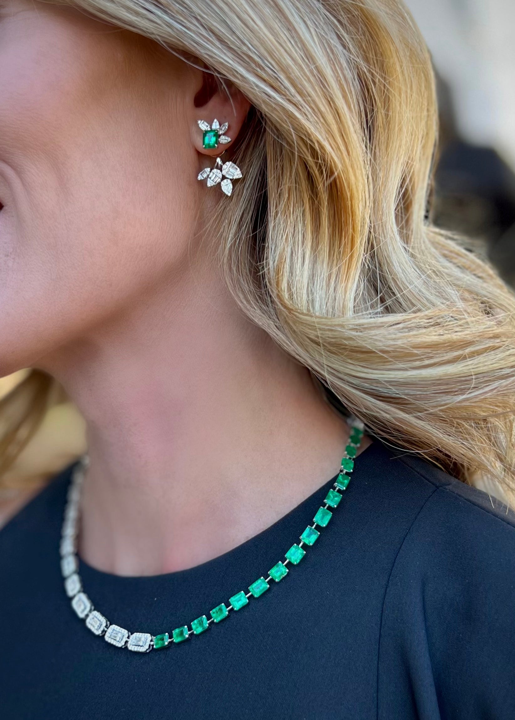 Emerald &amp; Diamond Collar Necklace
