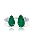 Open Pear Emerald & Diamond Ring