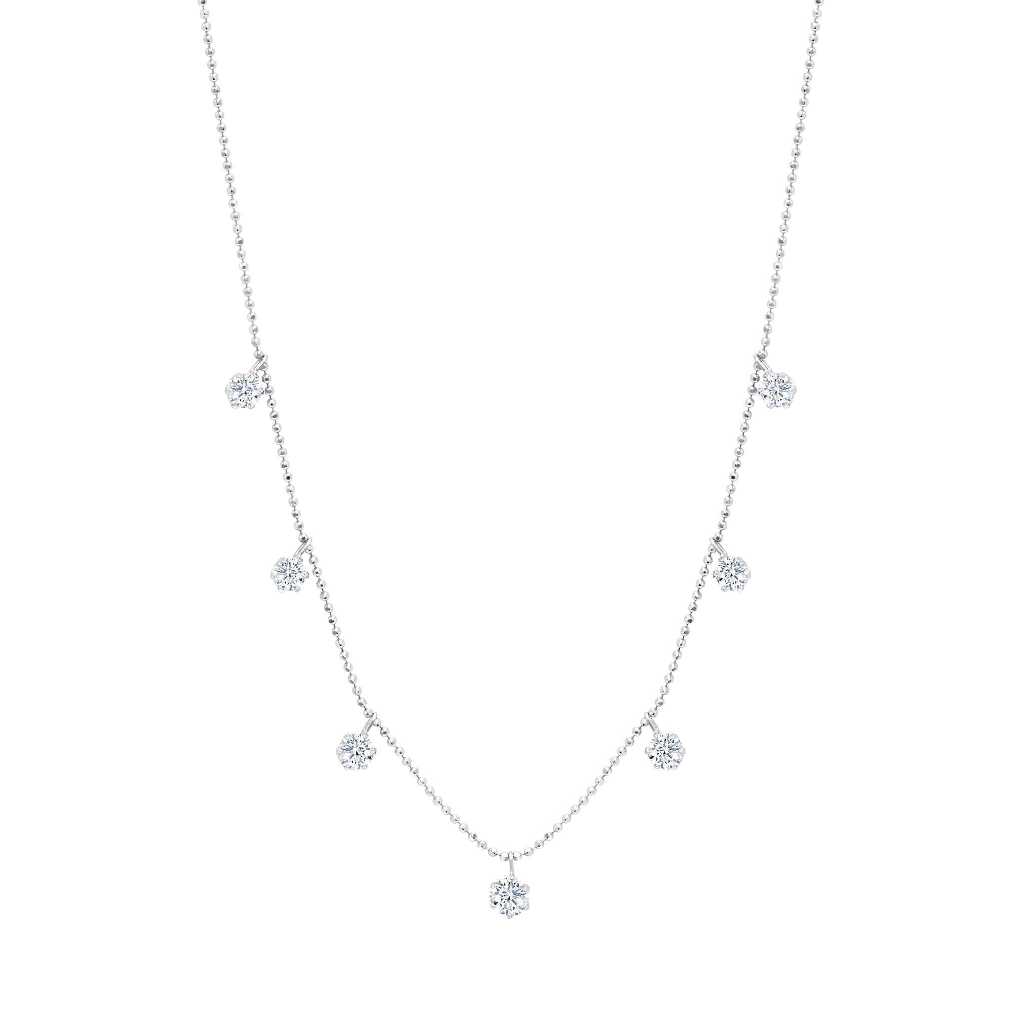 Graziela Gems - Necklace - Medium Floating Diamond Necklace - White Gold